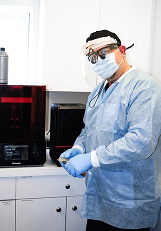 Dentist in dental sterilization room