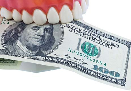 Dental mold biting $100 bill