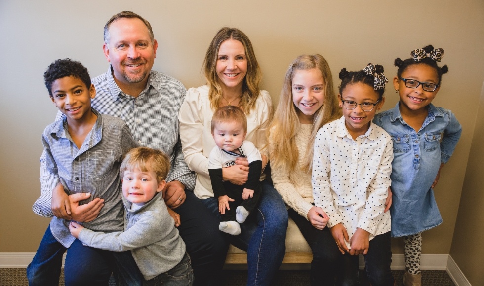 Doctor Owens and his family in dental office